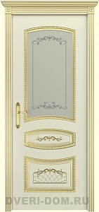 Соната Шейл Дорс эмаль белая + патина  золото вариант-3 - стекло