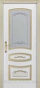 Соната Шейл Дорс эмаль белая + патина белое золото вариант-3 - стекло