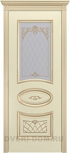 Ария Шейл Дорс эмаль слоновая кость + патина золото вариант-3 - стекло