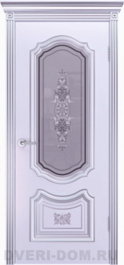 Соло R-O Шейл Дорс эмаль белая + патина серебро вариант-3 - стекло